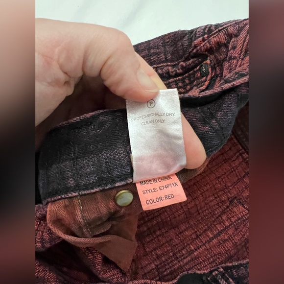 PRPS Denim Button Fly Shorts Barracuda Size 42 Red Black Distressed - Picture 10 of 12